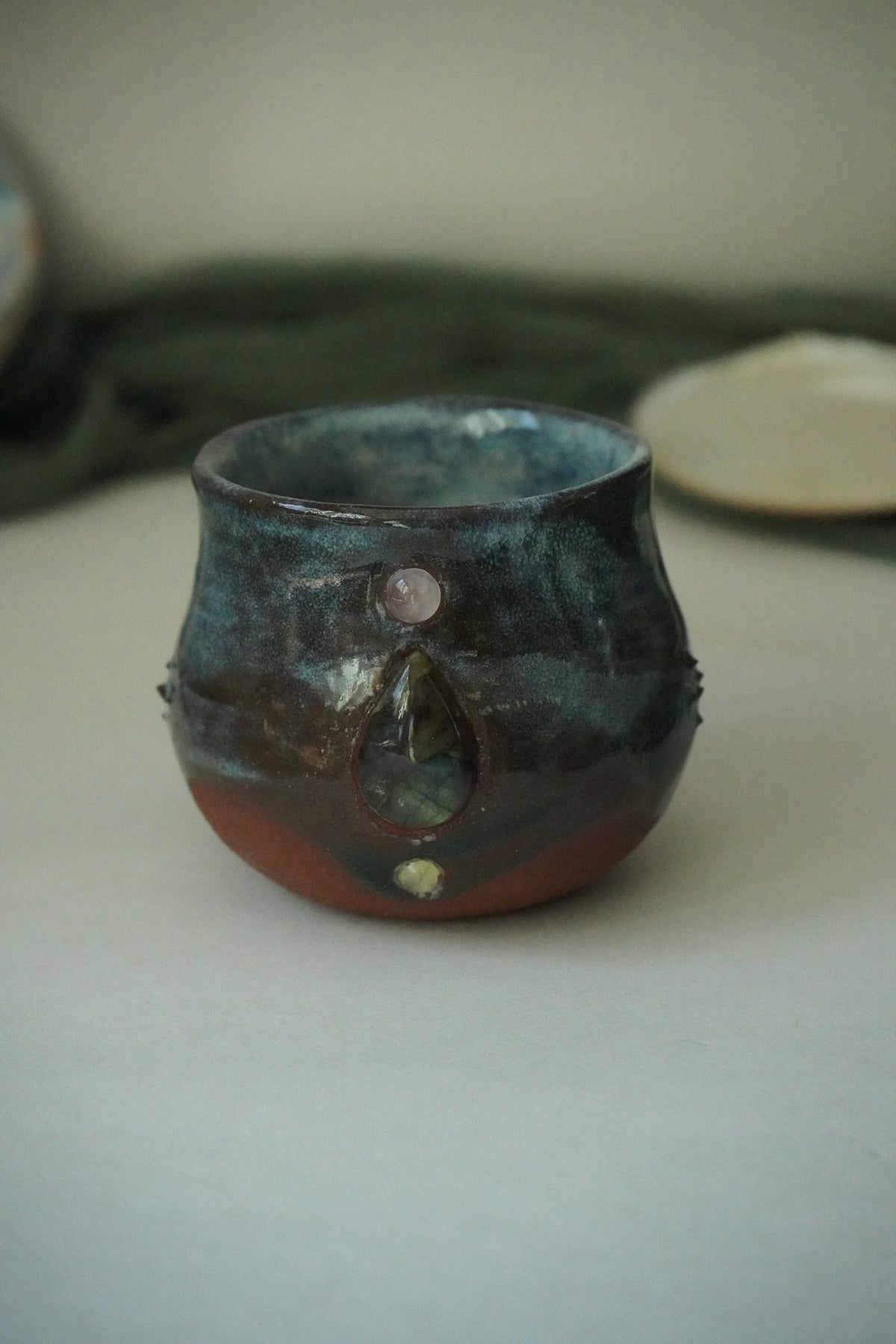 Trinity Tea Cup- Labradorite, Peridot, and Rose Quartz