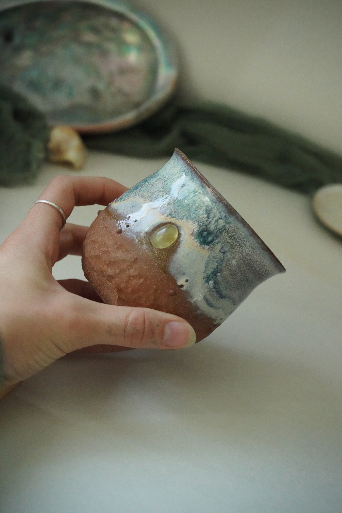 Forged Peridot Tea Cup