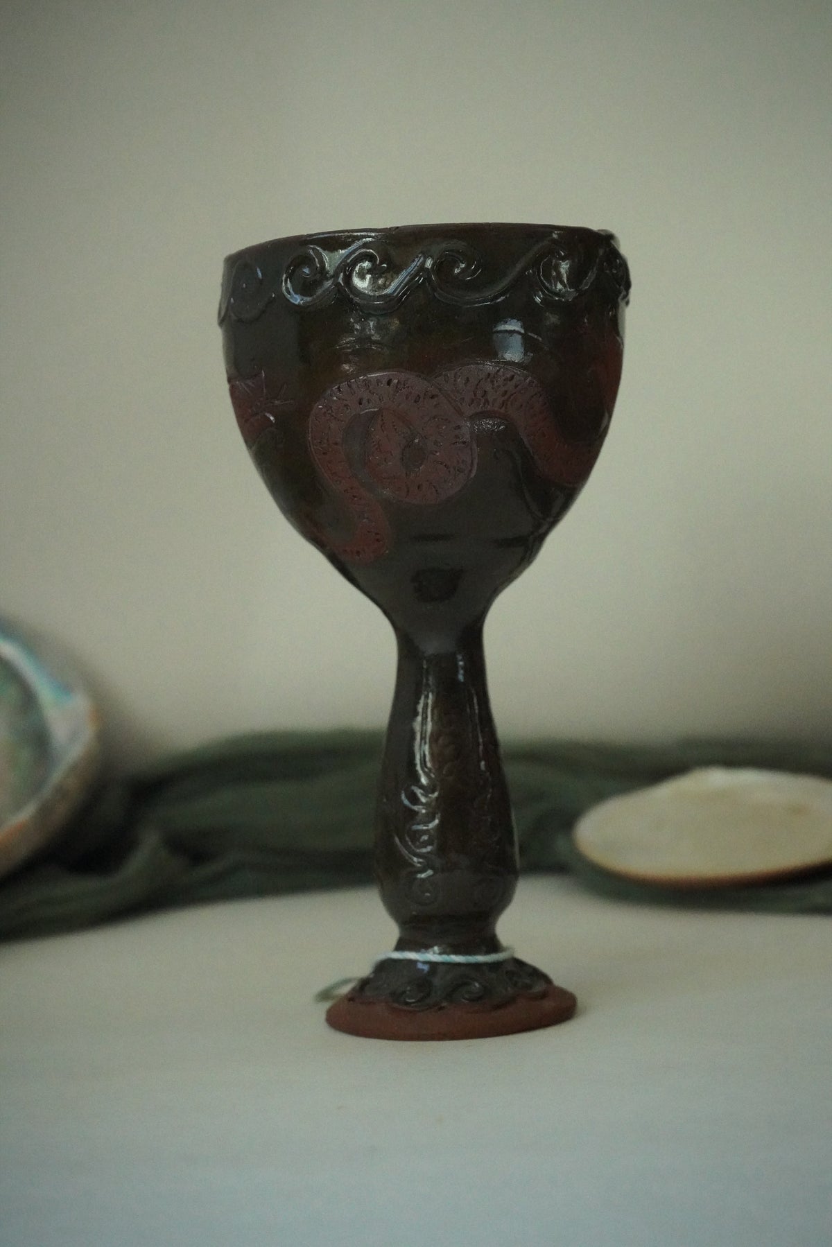 Dragons Celadon Chalice