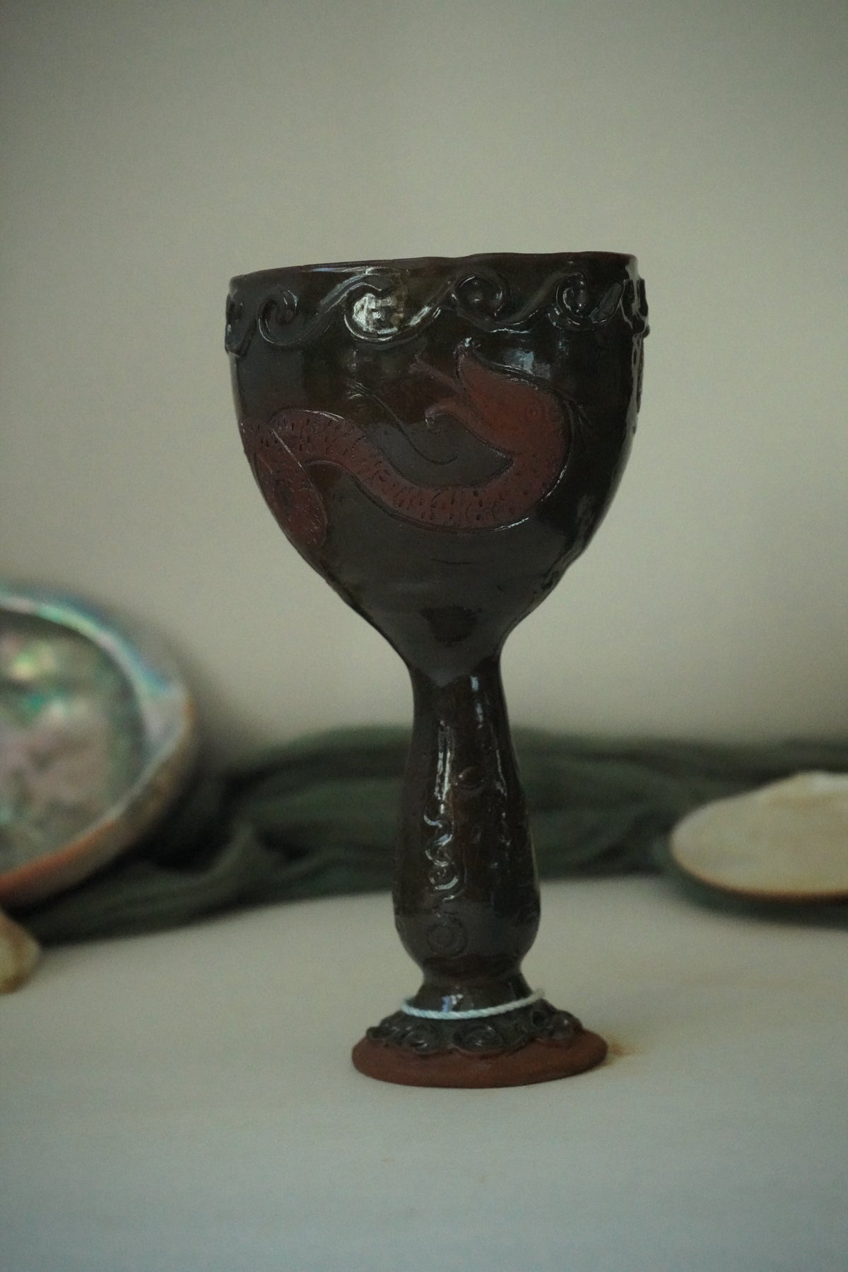 Dragons Celadon Chalice