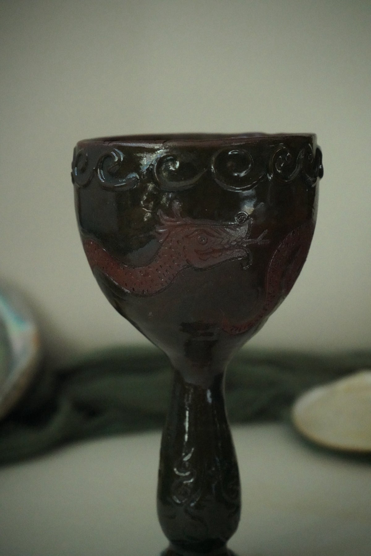 Dragons Celadon Chalice