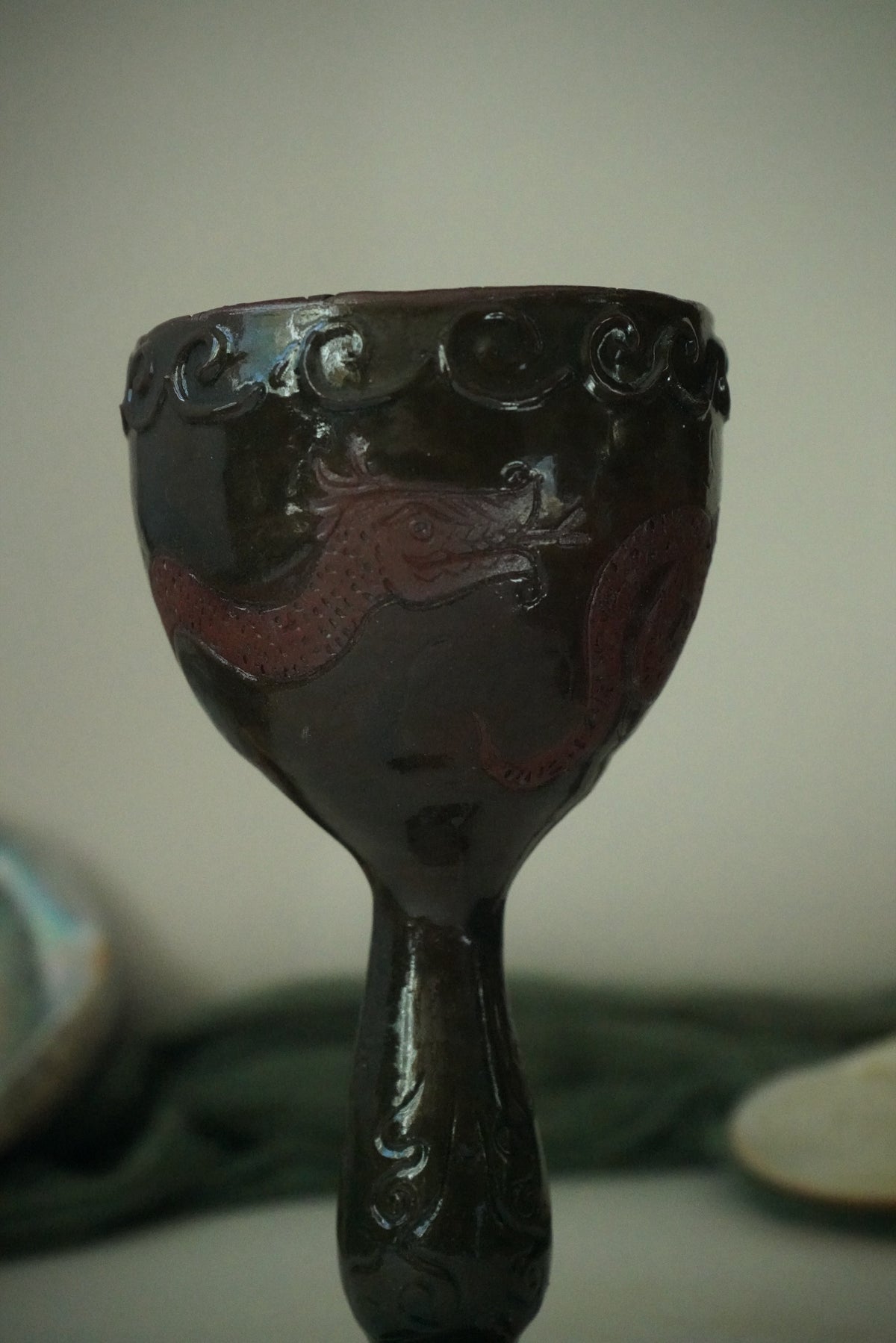 Dragons Celadon Chalice