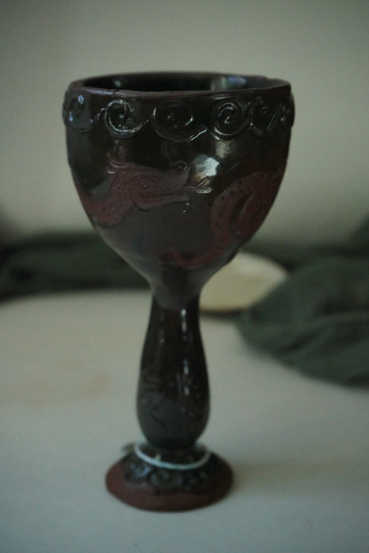 Dragons Celadon Chalice